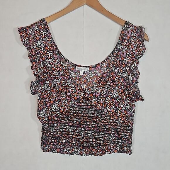 NWT Patrons of Peace Purple Floral Crop Top - Picture 1 of 8